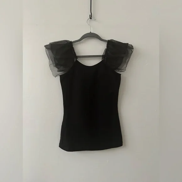 Zara Black Tank Top Mesh sleeve details - Picture 7 of 7